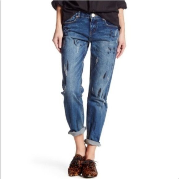 One Teaspoon Awesome Baggies Paint Splatter Distressed Boyfriend Jeans size 26 - Picture 2 of 16